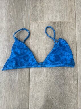 Lokahi Blue Floral Triangle Bikini Top, size large, brand new